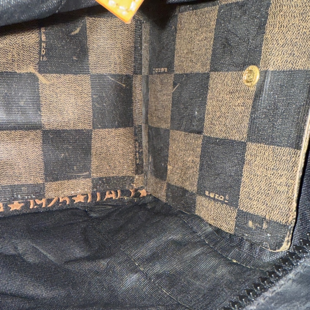 Painted FENDI Roma Nylon Tote Bag Black Rare - Picture 10 of 14